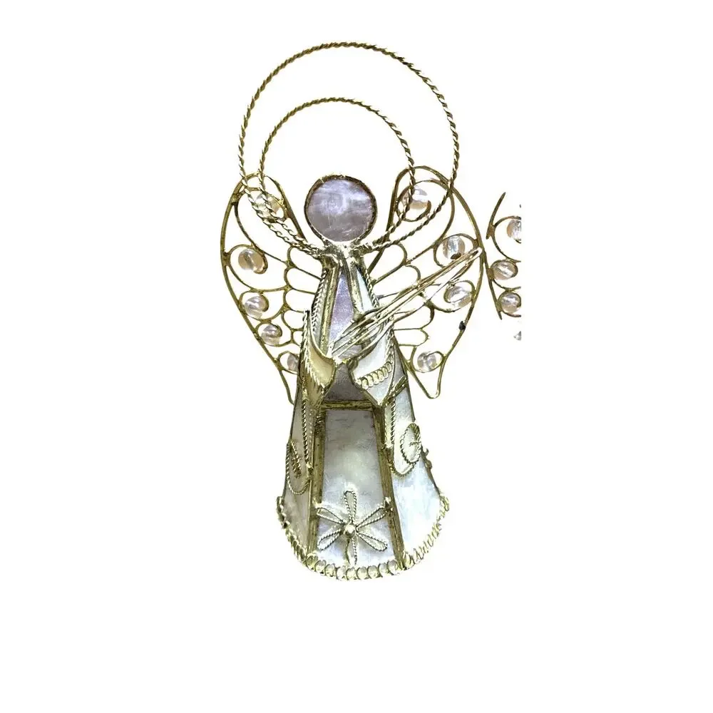 Three Capis Shell Golden Angel 3D Dble Halo Milky Translucent Soldered Brass